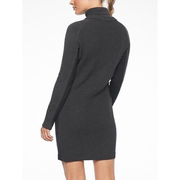 Athleta Mesa Hybrid Sweater Dress Merino Wool Turtle Neck Charcoal Gray Size XS - Picture 2 of 15
